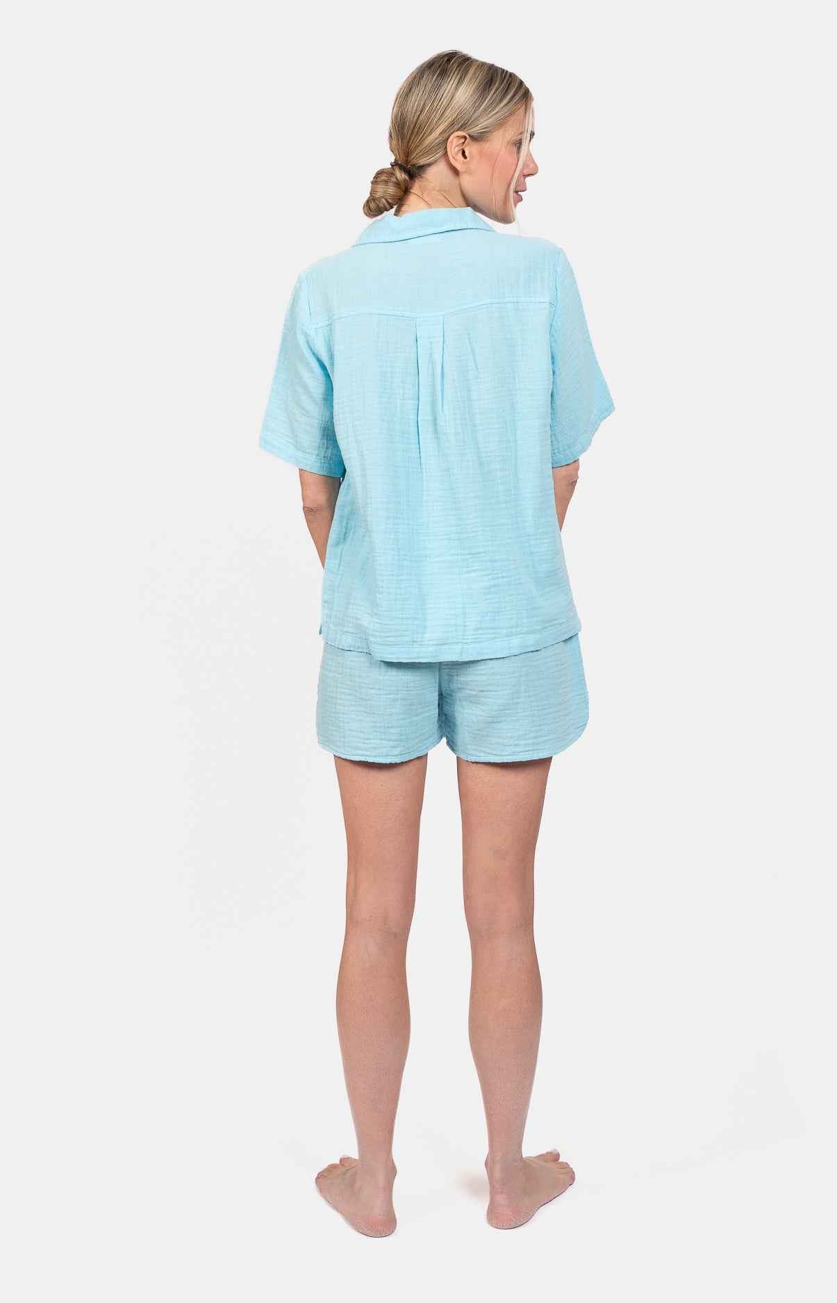 Pyjama femme court boutonné 100% coton - UNI