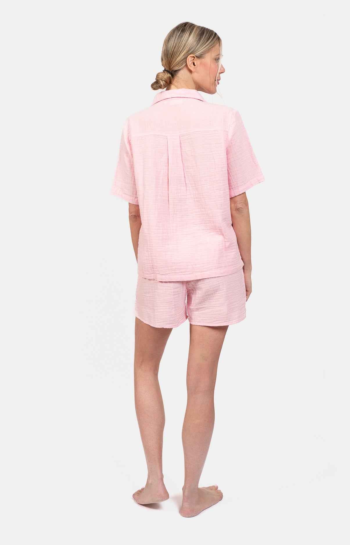Pyjama femme court boutonné 100% coton - UNI