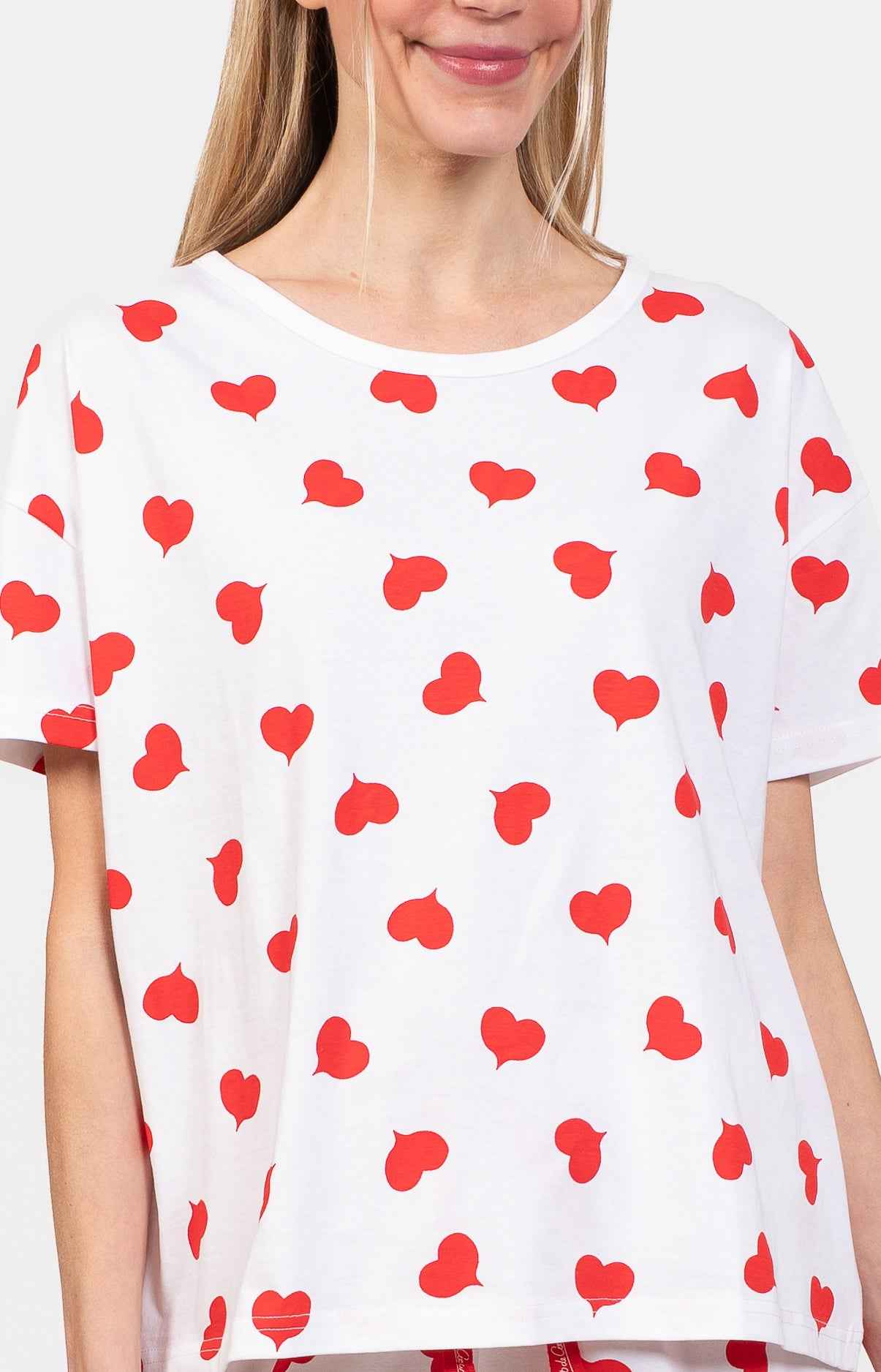 Pyjashort femme 100% coton T-shirt oversize - COEUR