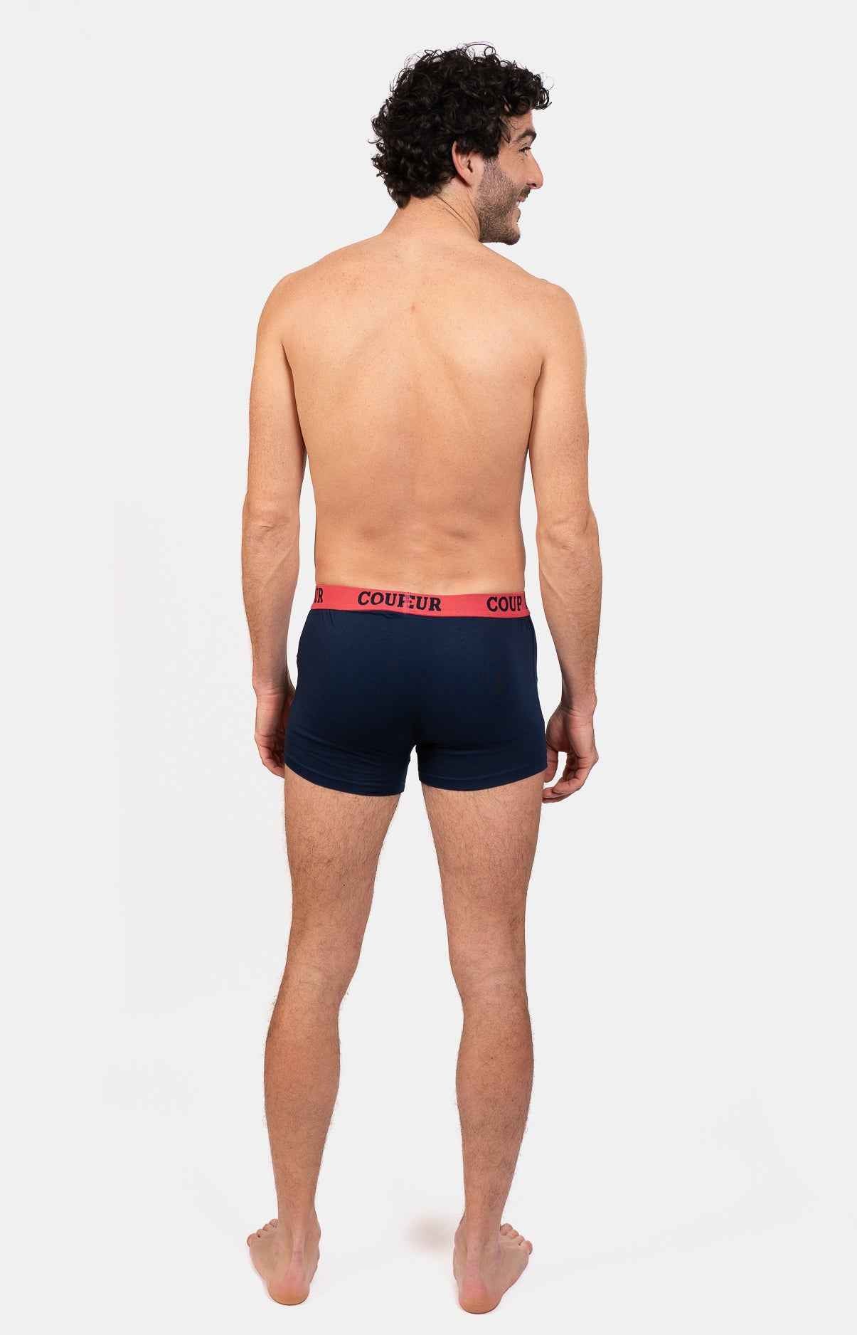 Boxer homme 95% coton 5% élasthanne - UNI MARINE