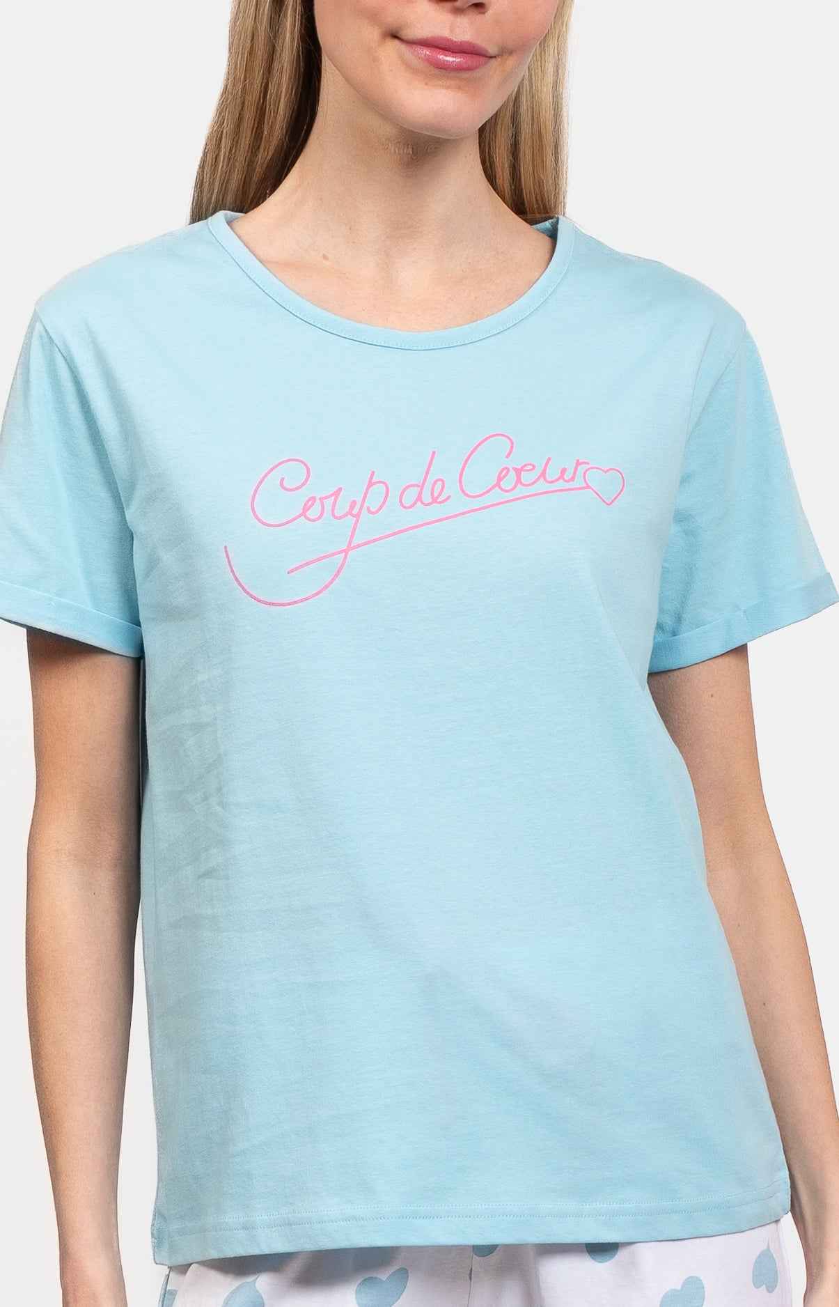 Pyjashort femme 100% coton - COEUR