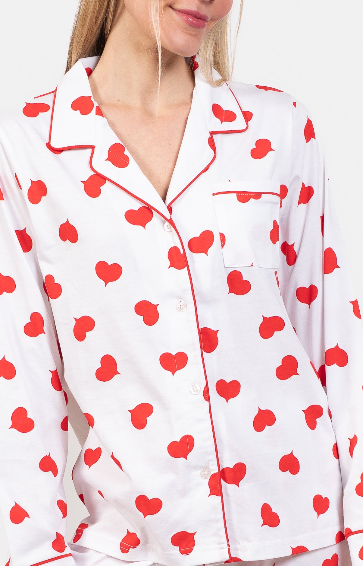 Pyjama long boutonné - CŒUR