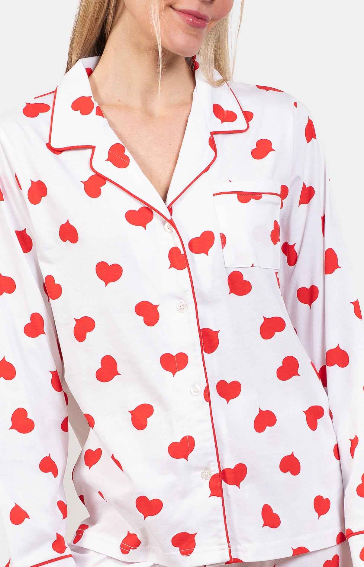 Pyjama femme long 100% coton - COEUR