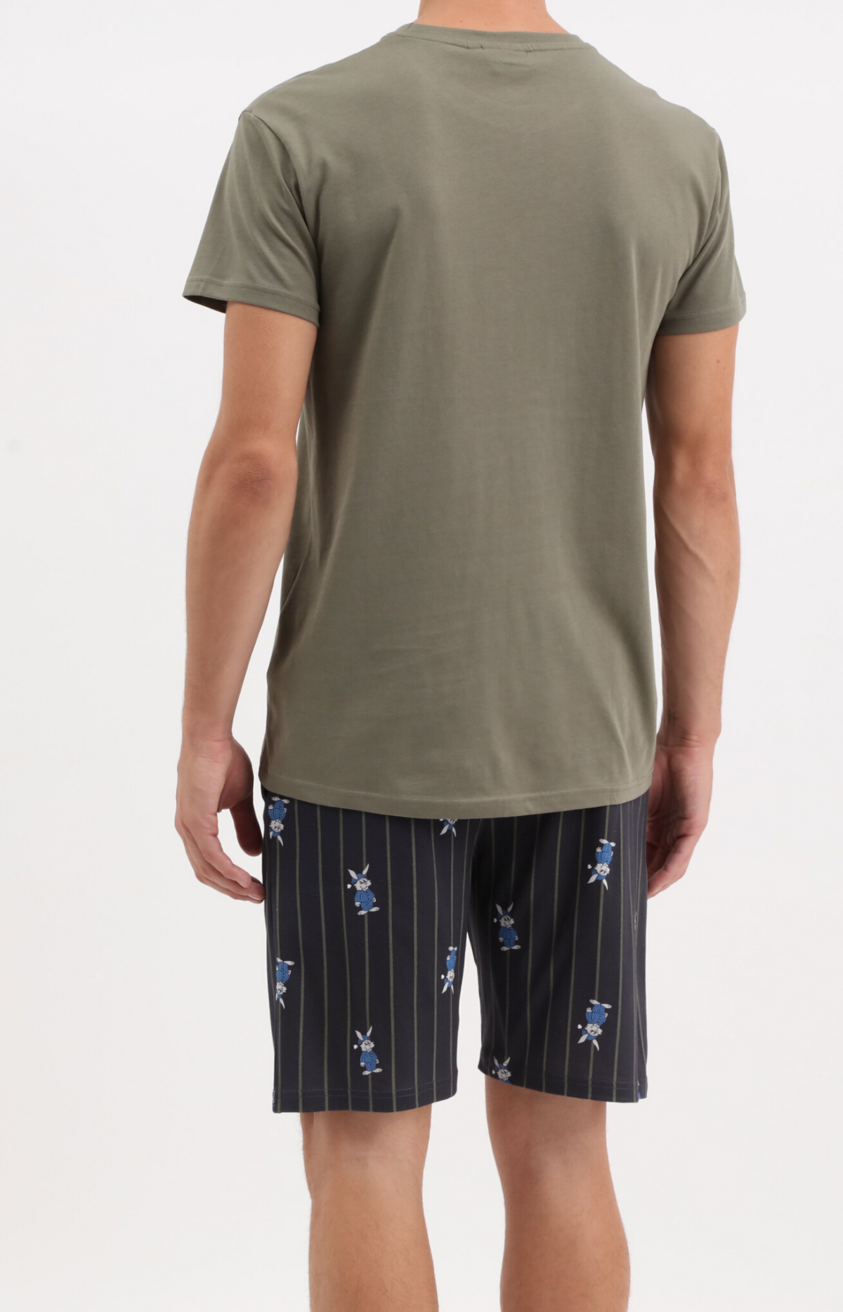 Pyjacourt homme col rond - 100% coton - NIGHT - Taille M, Couleur Kaki