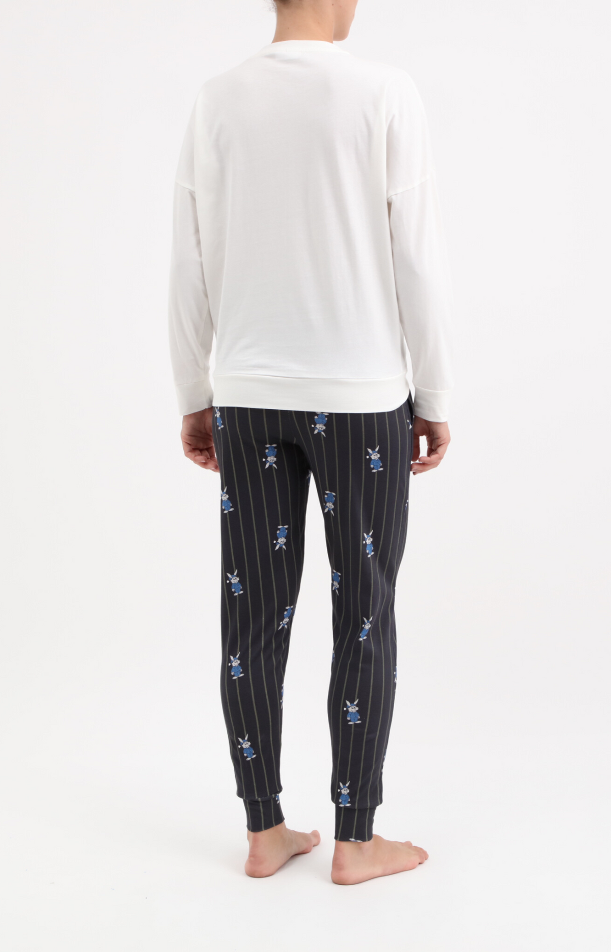 Pyjama femme long col V oversize 100% coton - NIGHT - Taille 38, Couleur Ecru