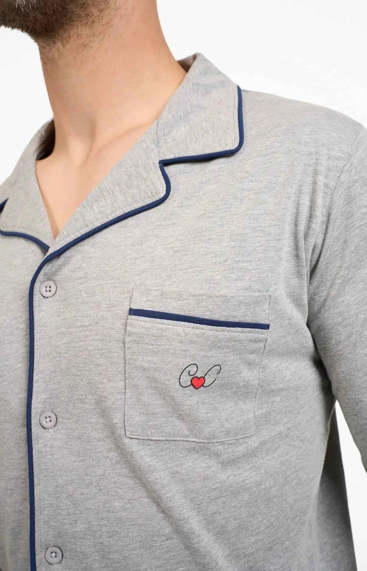 Pyjama long 100% coton boutonné - UNI