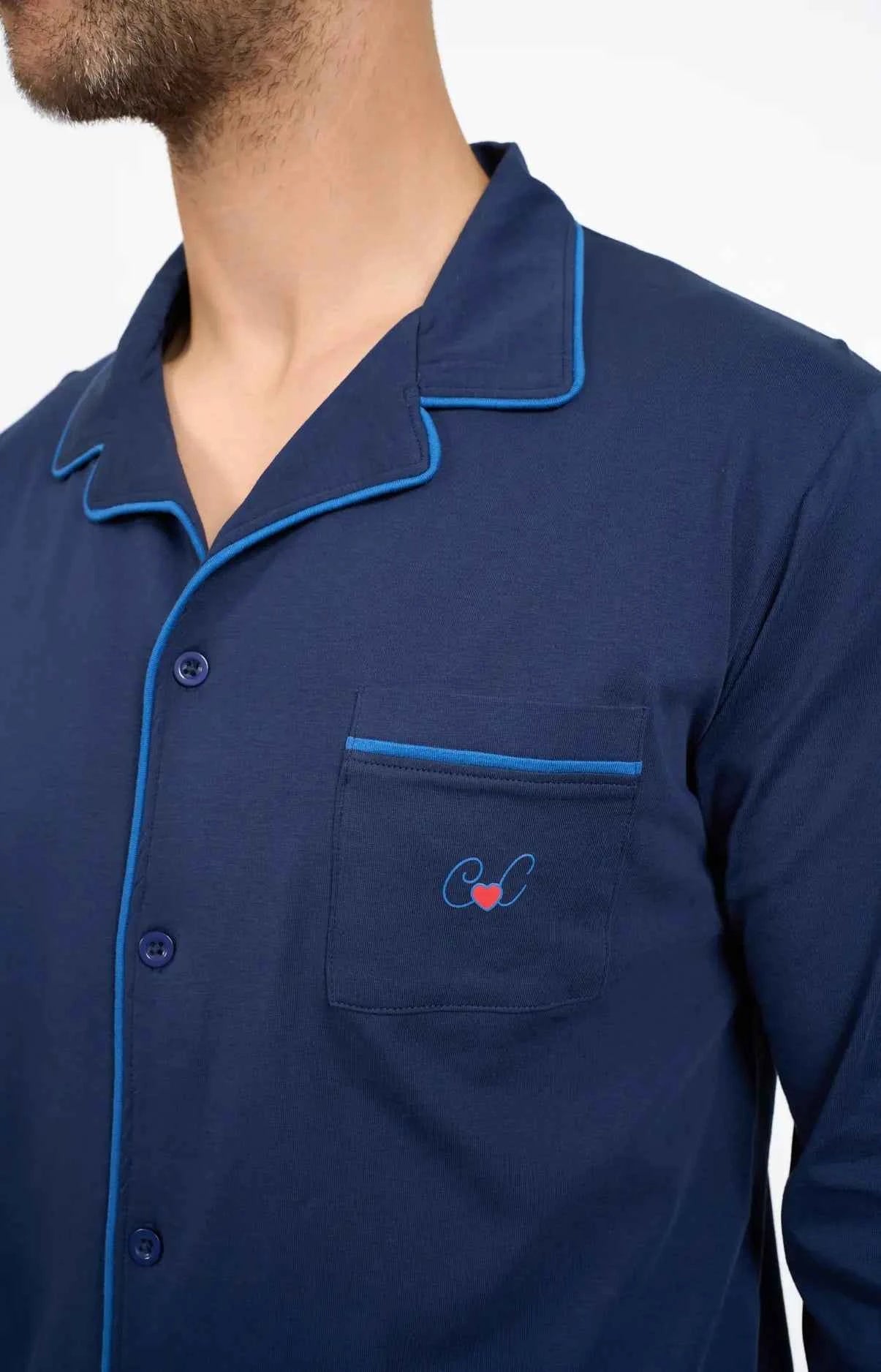 Pyjama long 100% coton boutonné - UNI