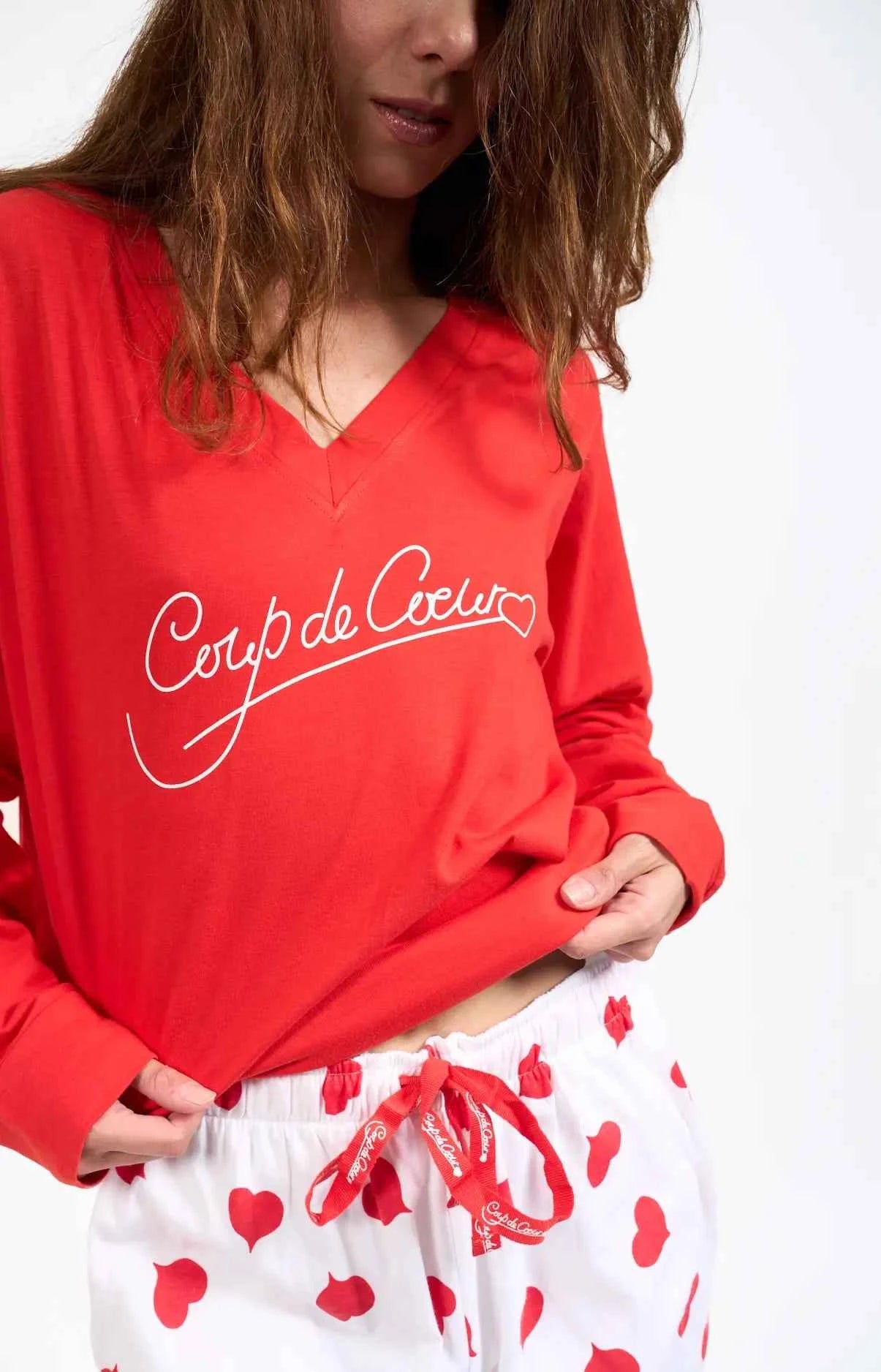 Pyjama long t-shirt oversize 100% coton - COEUR