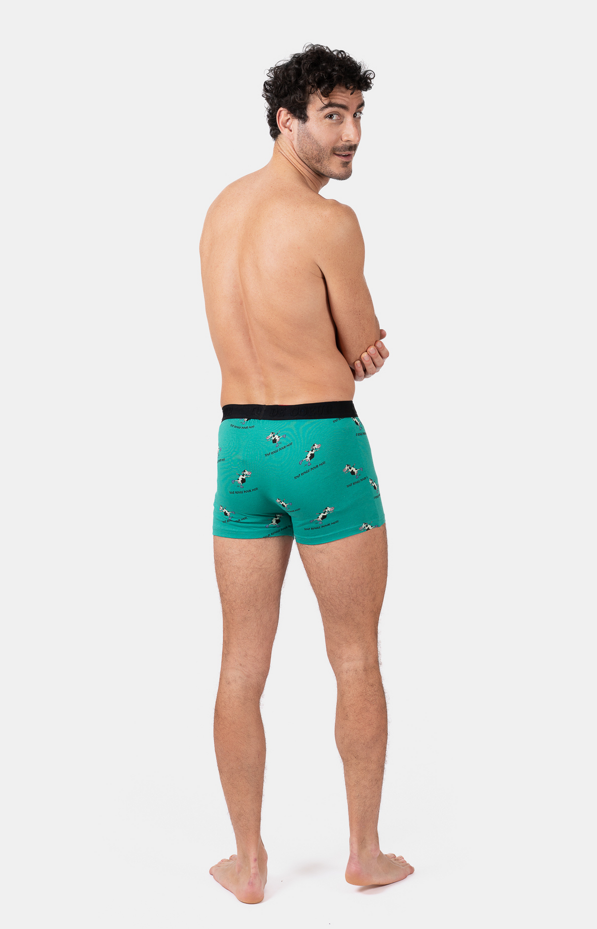 Boxer homme - VACHE - Taille XL, Couleur Vert