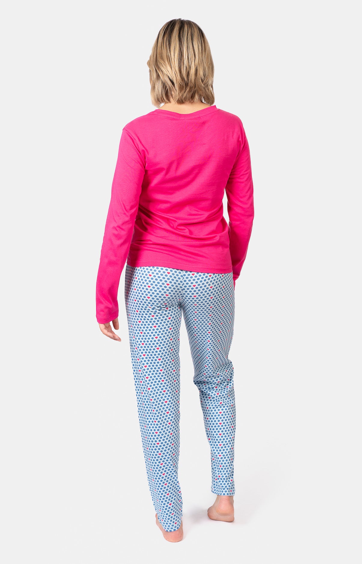 Pyjama femme long 100% coton - POIS