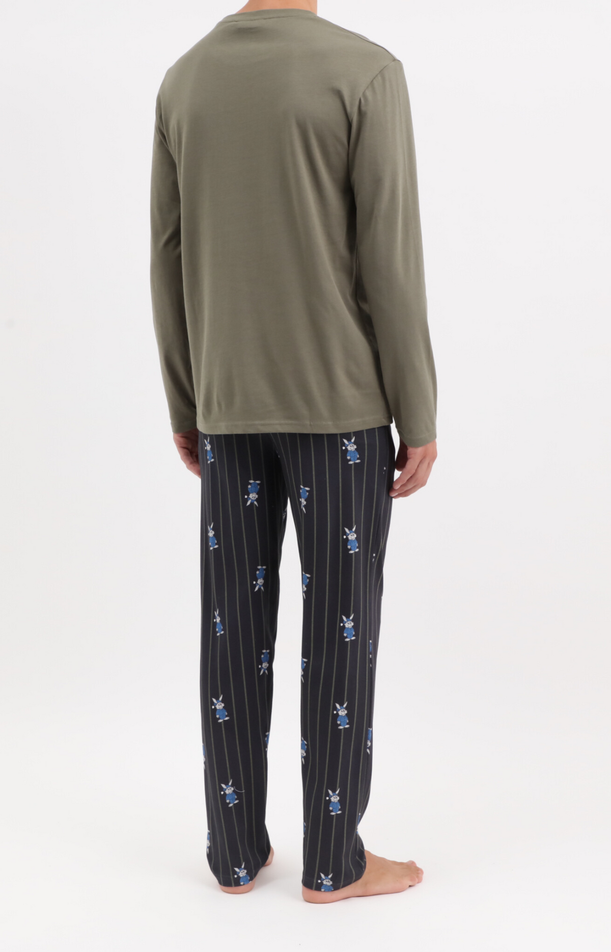 Pyjama homme long col rond - 100% coton - NIGHT - Taille M, Couleur Marine