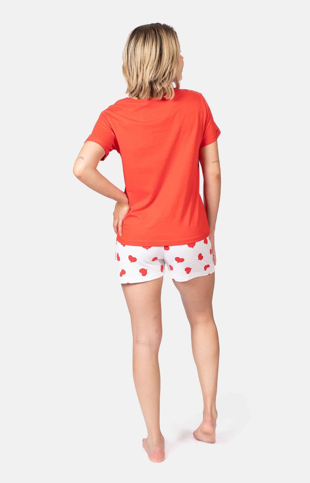 Pyjashort femme 100% coton - COEUR