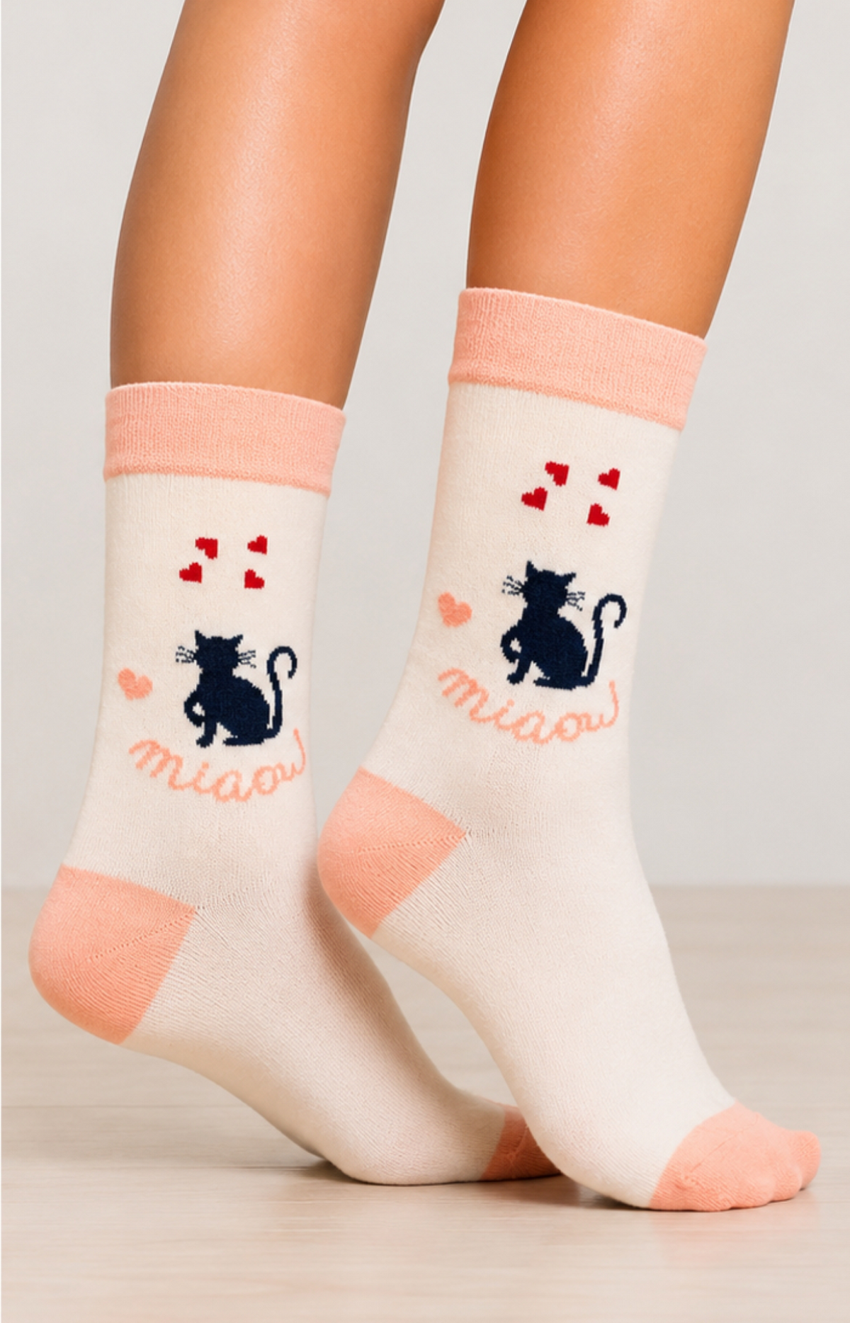 Chaussettes femme MIAOU - Taille 36/40, Couleur Rose