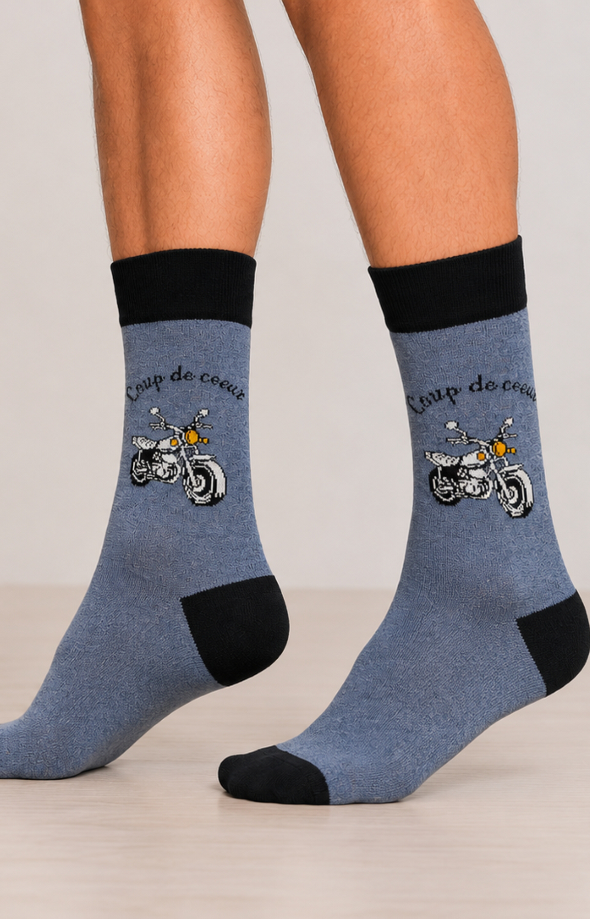 Chaussettes homme MOTO - Taille 39/45, Couleur Bleu