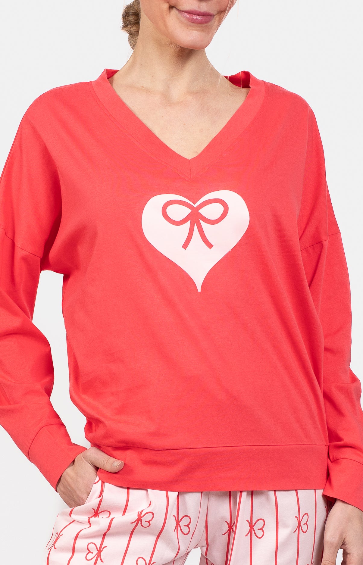 Long oversized V-neck pajamas - NOEUD