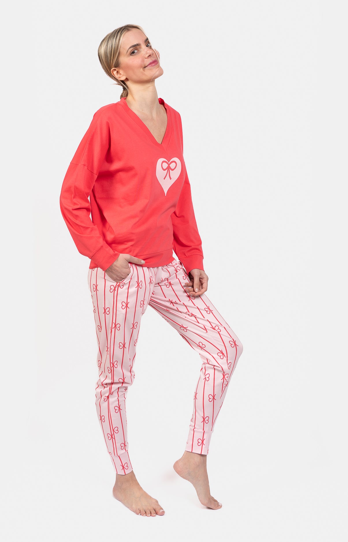 Long oversized V-neck pajamas - NOEUD