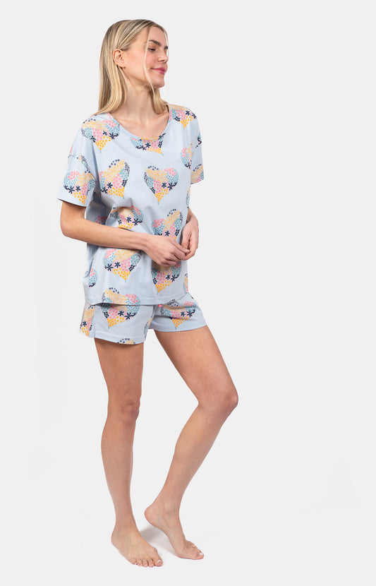 Oversized round neck short pajamas - FLEUR