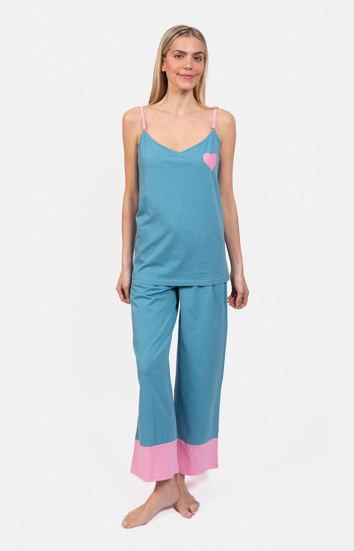 Pyjama femme pantalon large et haut bretelles Coup de Coeur