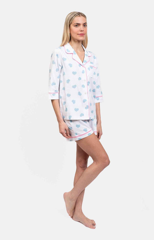 Pyjama femme boutonné 100% coton - COEUR