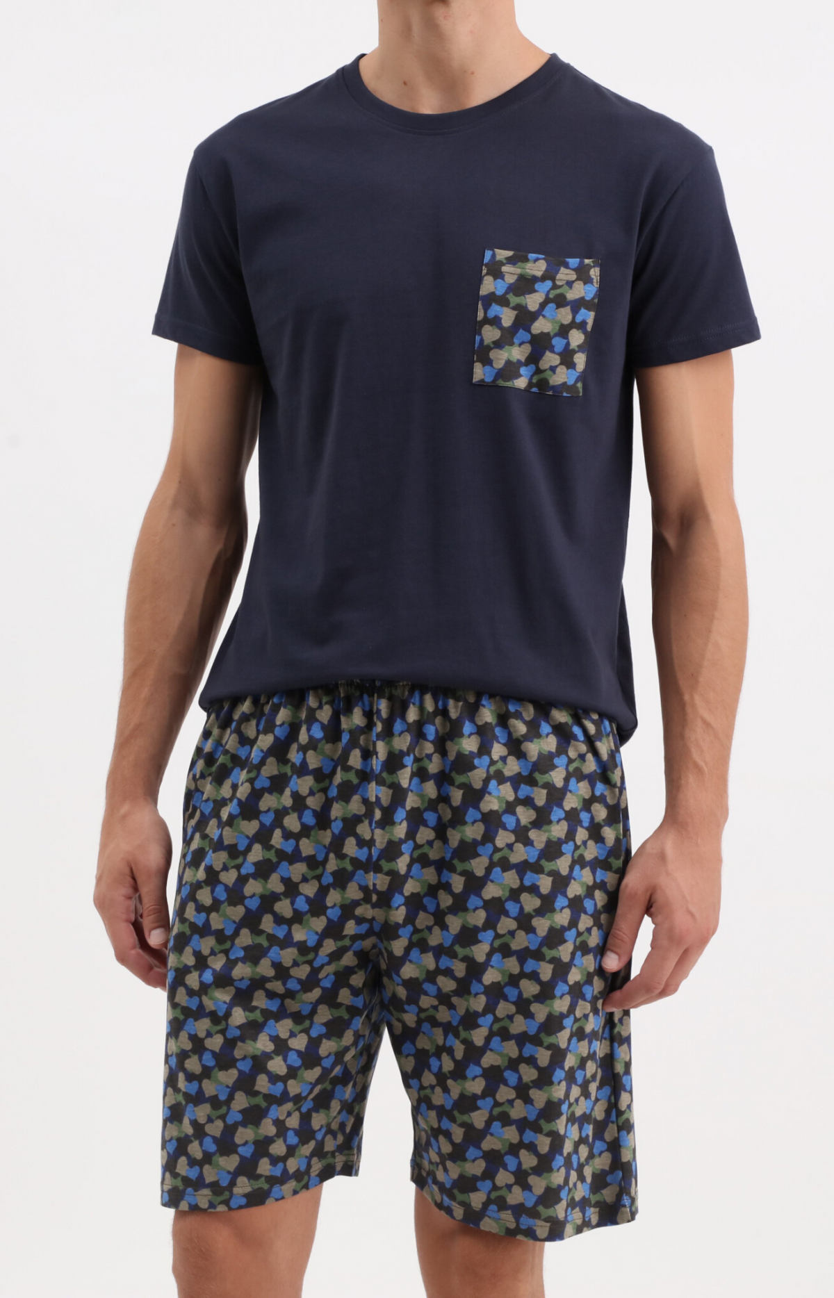 Pyjacourt homme col rond - 100% coton - CAMOUFLAGE - Taille S, Couleur Noir
