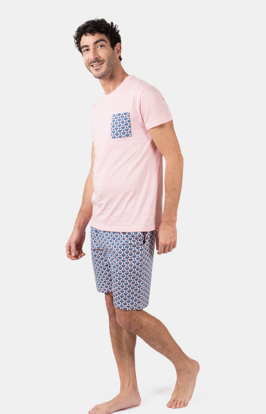 Pack cadeau couple pyjama et chaussettes offertes, rose coeur