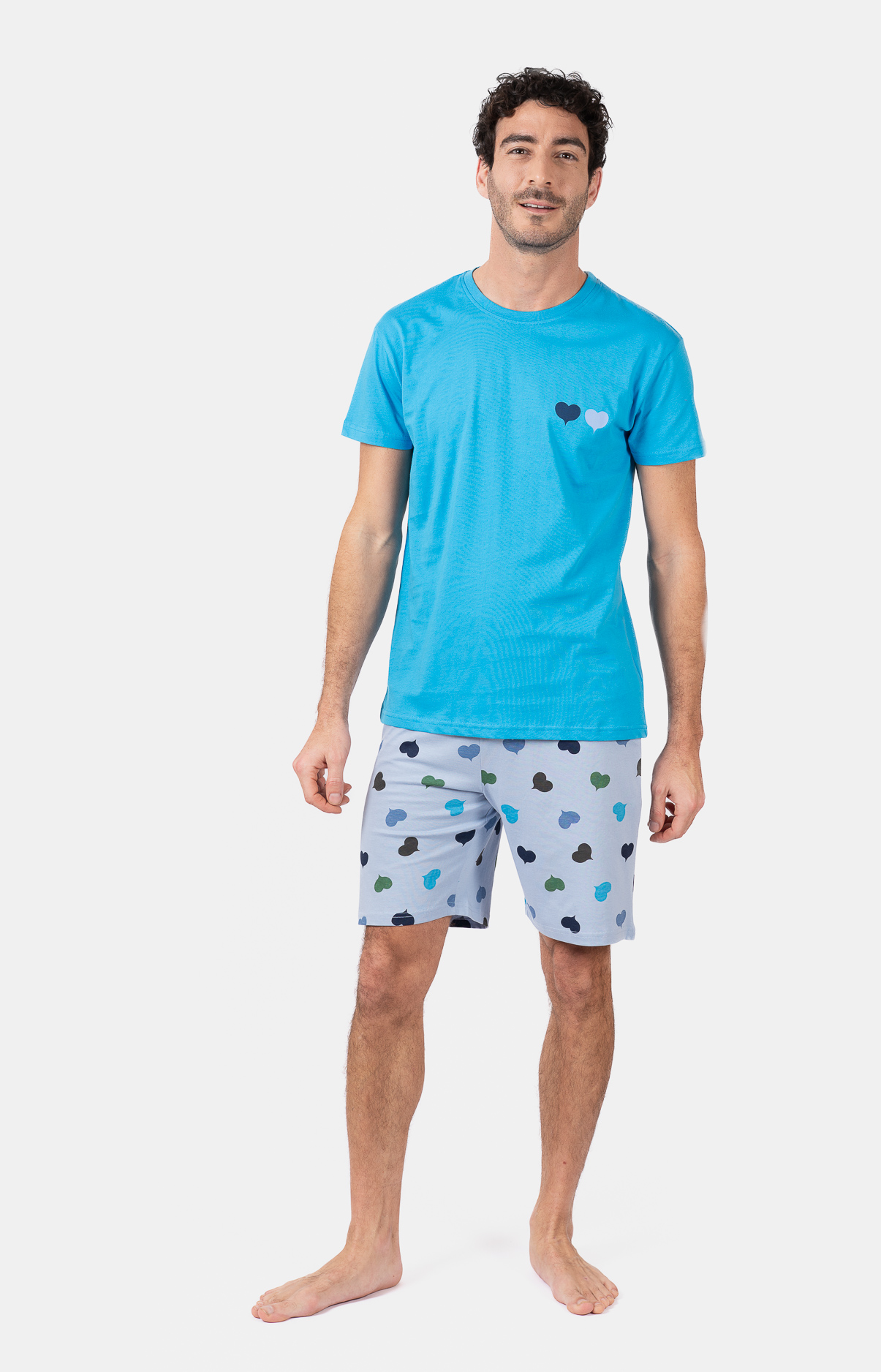 Pyjacourt homme col rond - 100% coton - COEURS
