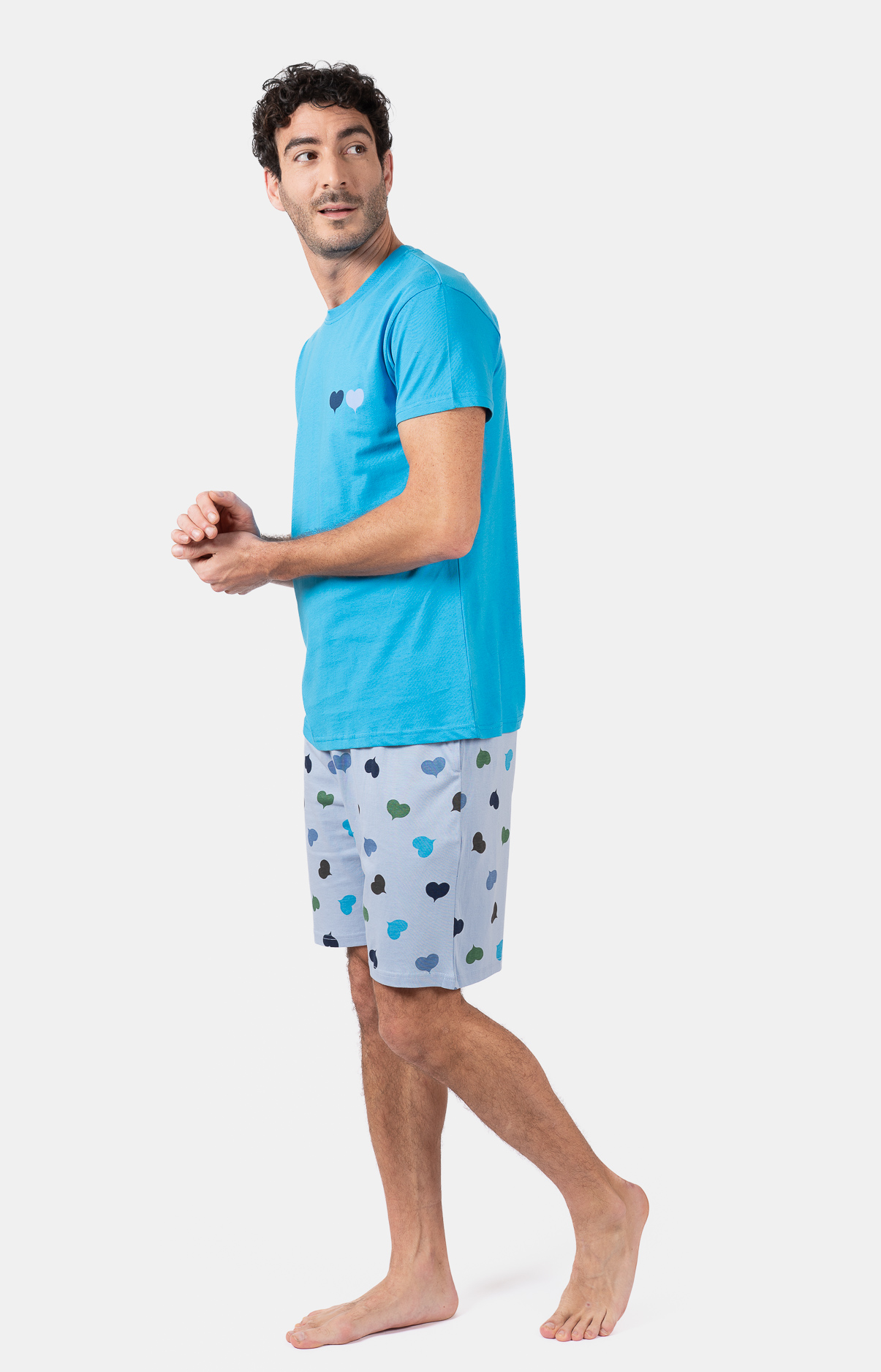 Pyjacourt homme col rond - 100% coton - COEURS