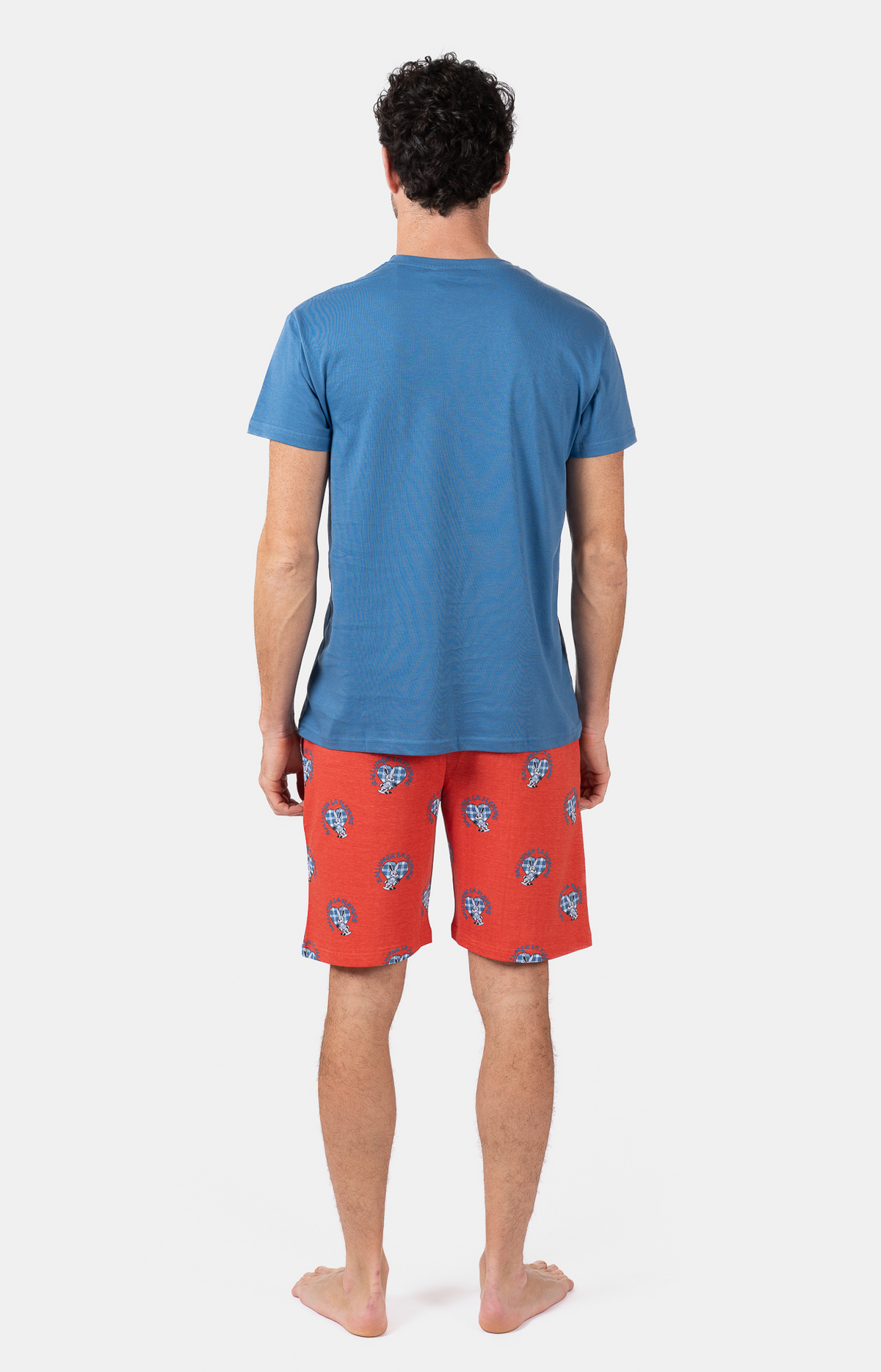 Pyjacourt homme col rond - 100% coton - FLEMME - Taille M, Couleur Orange