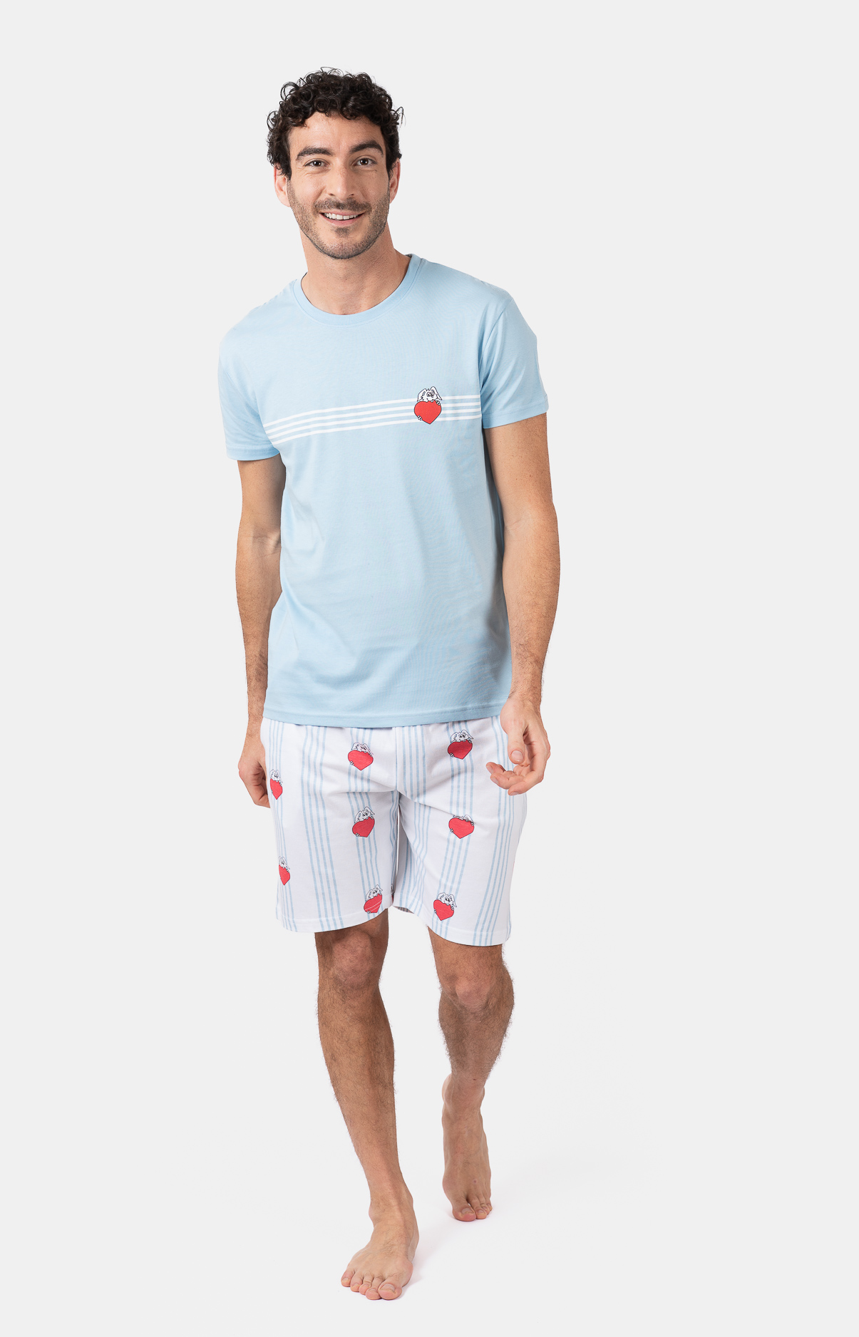 Pyjacourt homme col rond - 100% coton - LAPIN