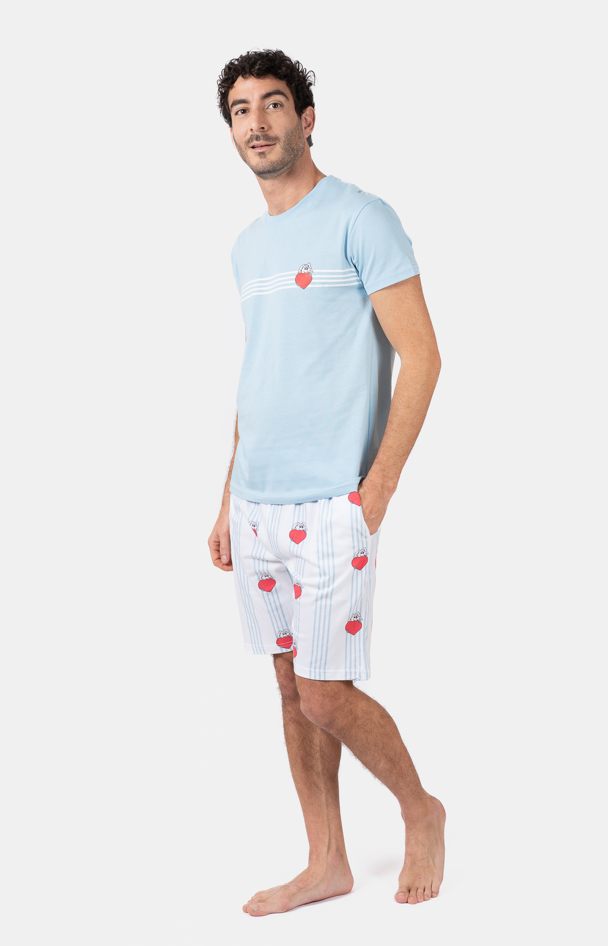 Pyjacourt homme col rond - 100% coton - LAPIN