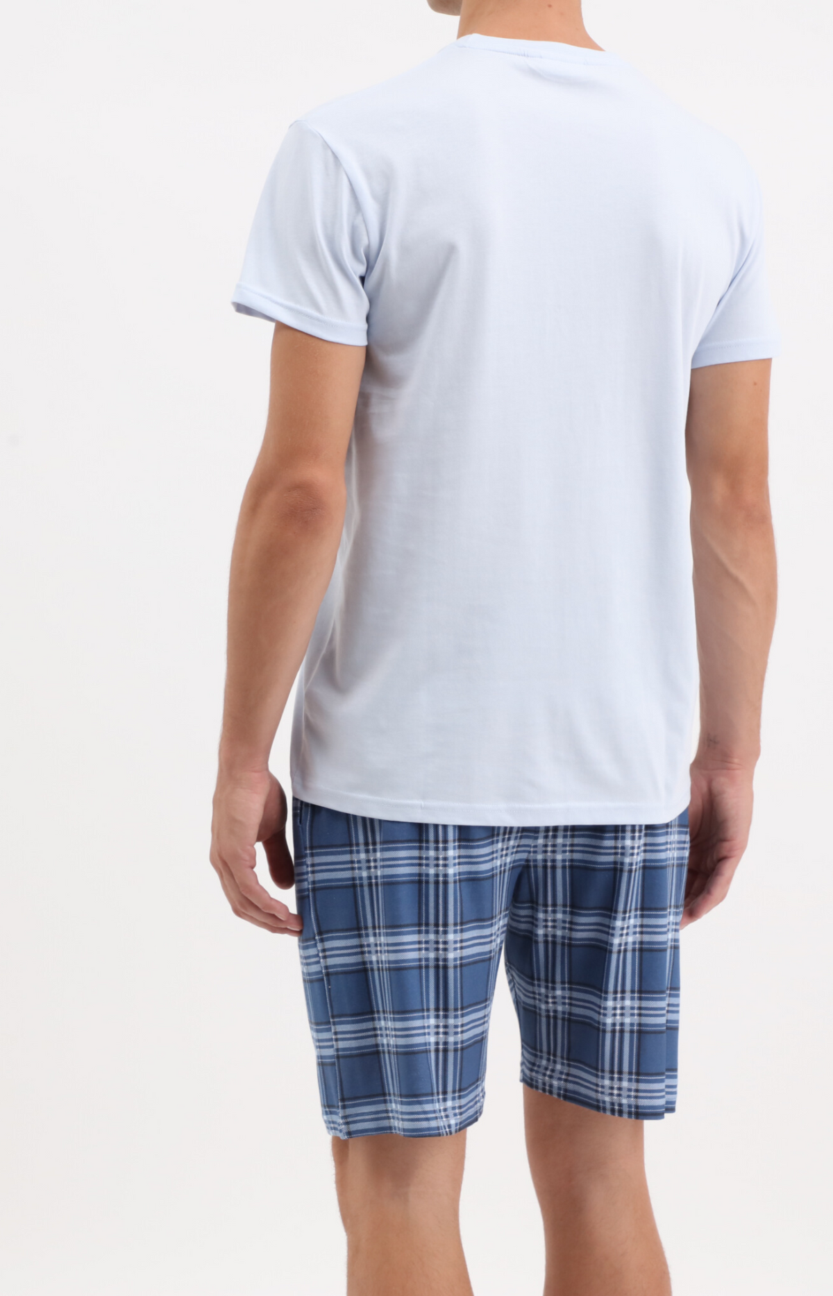 Pyjacourt homme col rond - 100% coton - LOVE - Taille M, Couleur Bleu