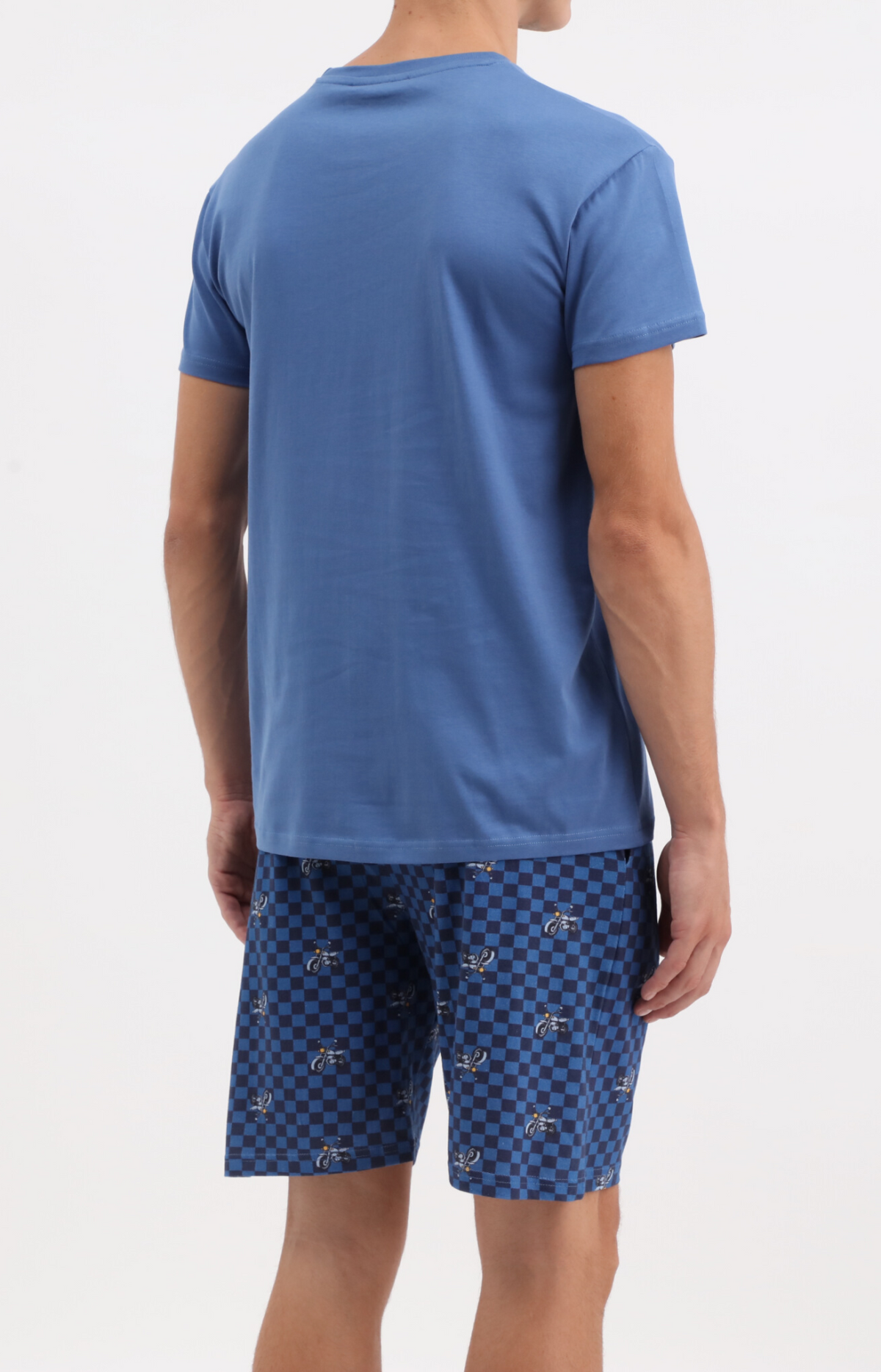 Pyjacourt homme col rond - 100% coton - MOTO - Taille M, Couleur Bleu