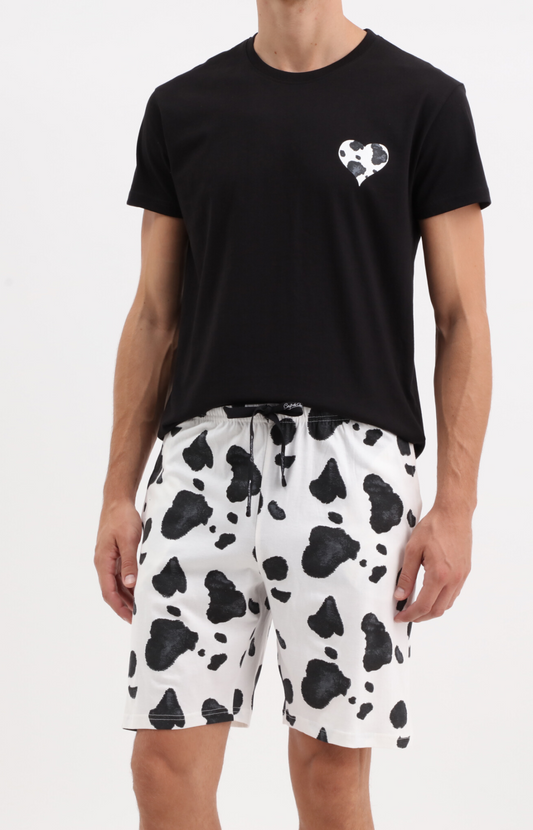 Pyjacourt homme col rond - 100% coton - PEAU - Taille S, Couleur Noir