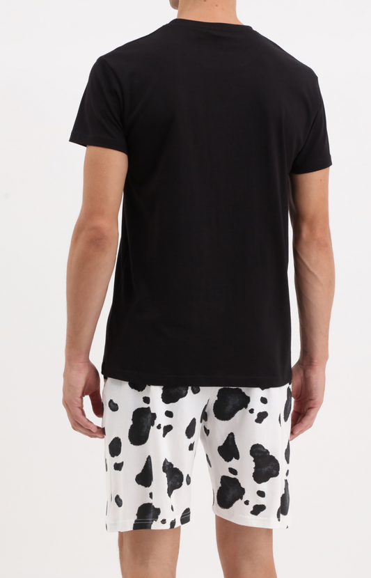 Pyjacourt homme col rond - 100% coton - PEAU - Taille M, Couleur Noir