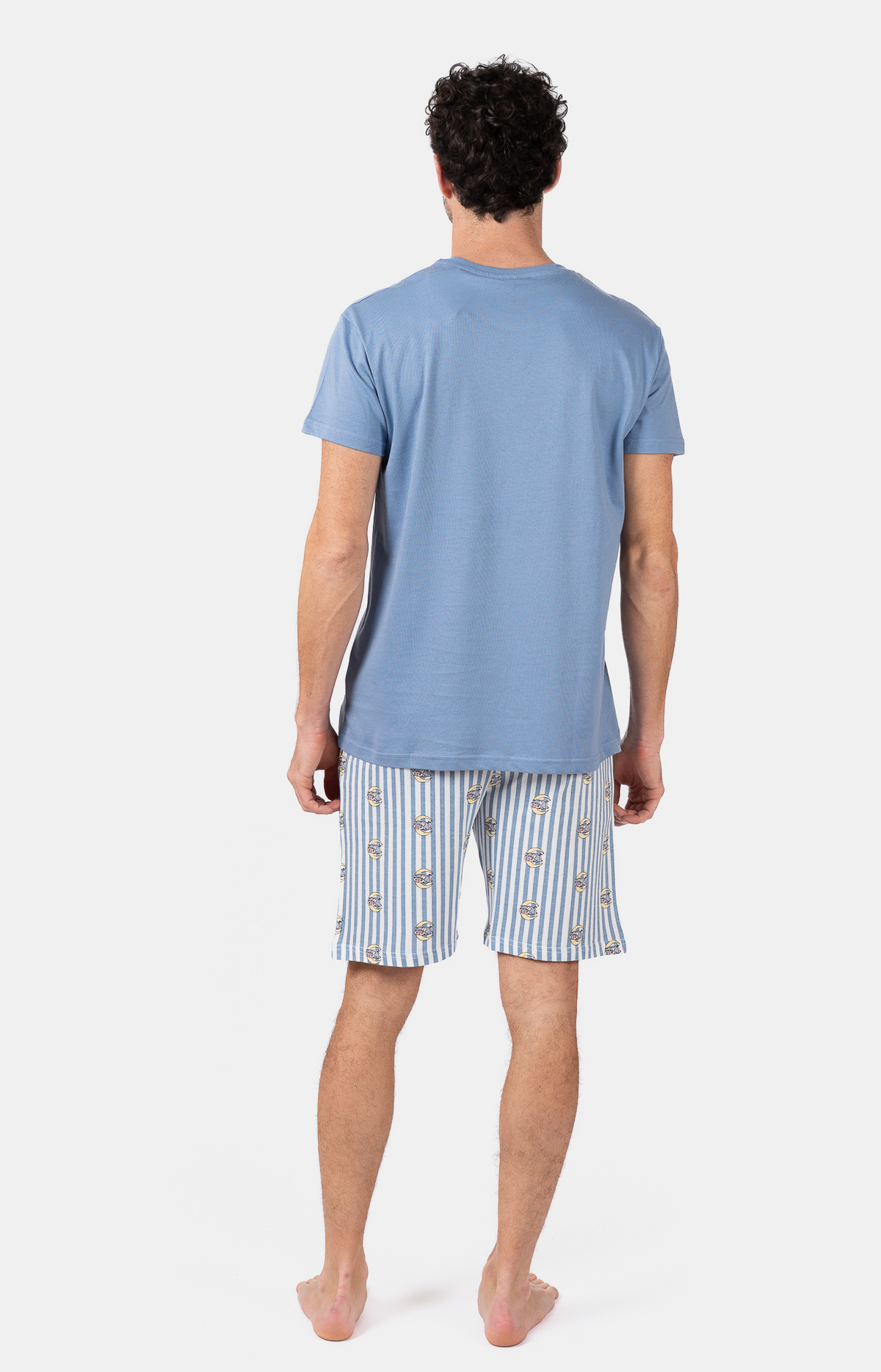 Pyjacourt homme col rond - 100% coton - PIGG - Taille XL, Couleur Bleu