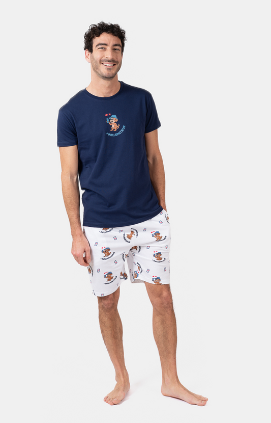 Pyjacourt homme col rond - 100% coton - SINGE