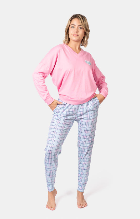 Pyjama long col V oversize - AMOR