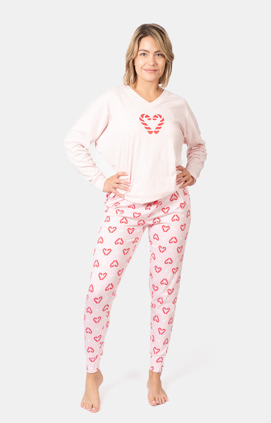 Pyjama long col V oversize - CANDY