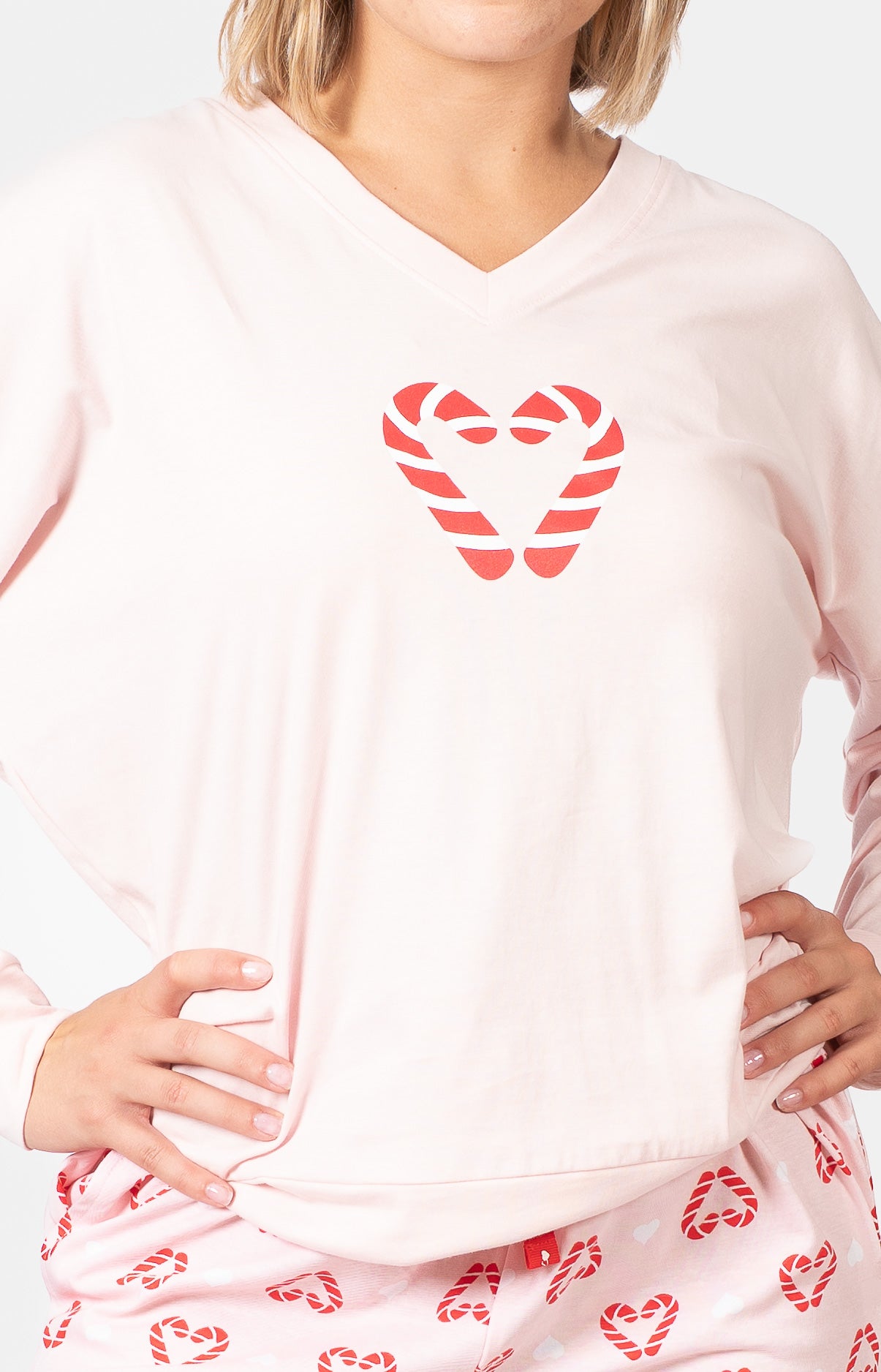 Pyjama long col V oversize - CANDY