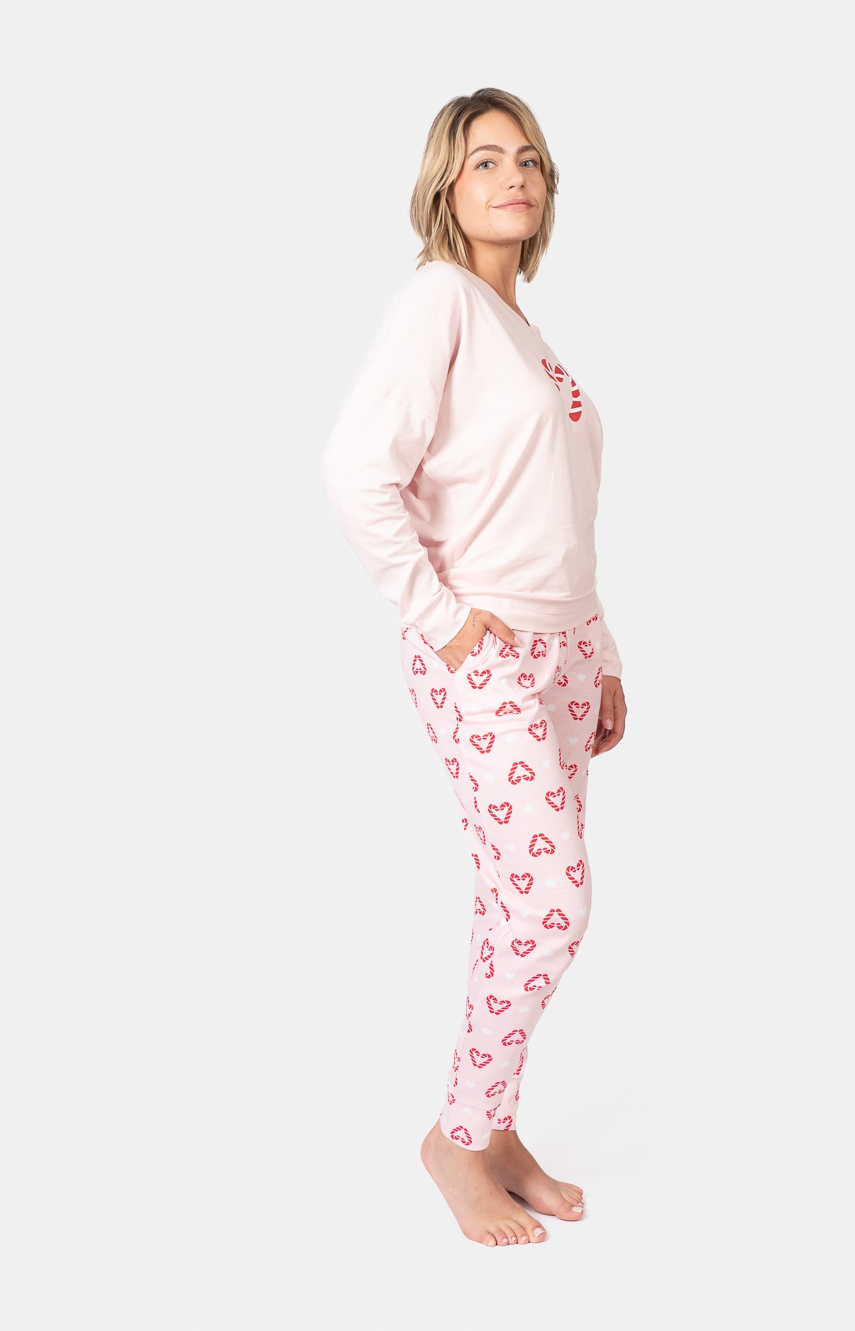 Pyjama long col V oversize - CANDY