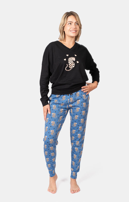 Pyjama long col V oversize - PANTH