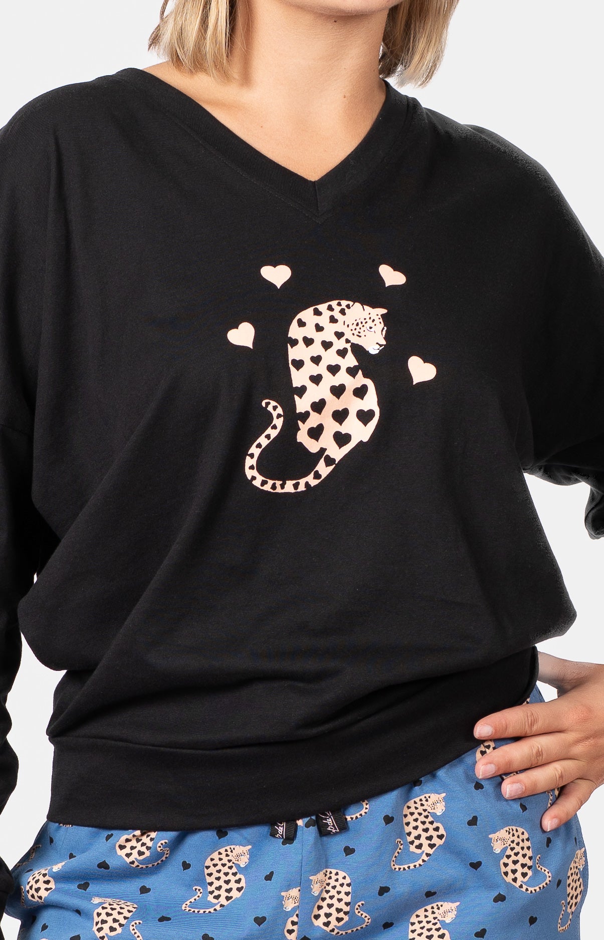 Pyjama long col V oversize - PANTH