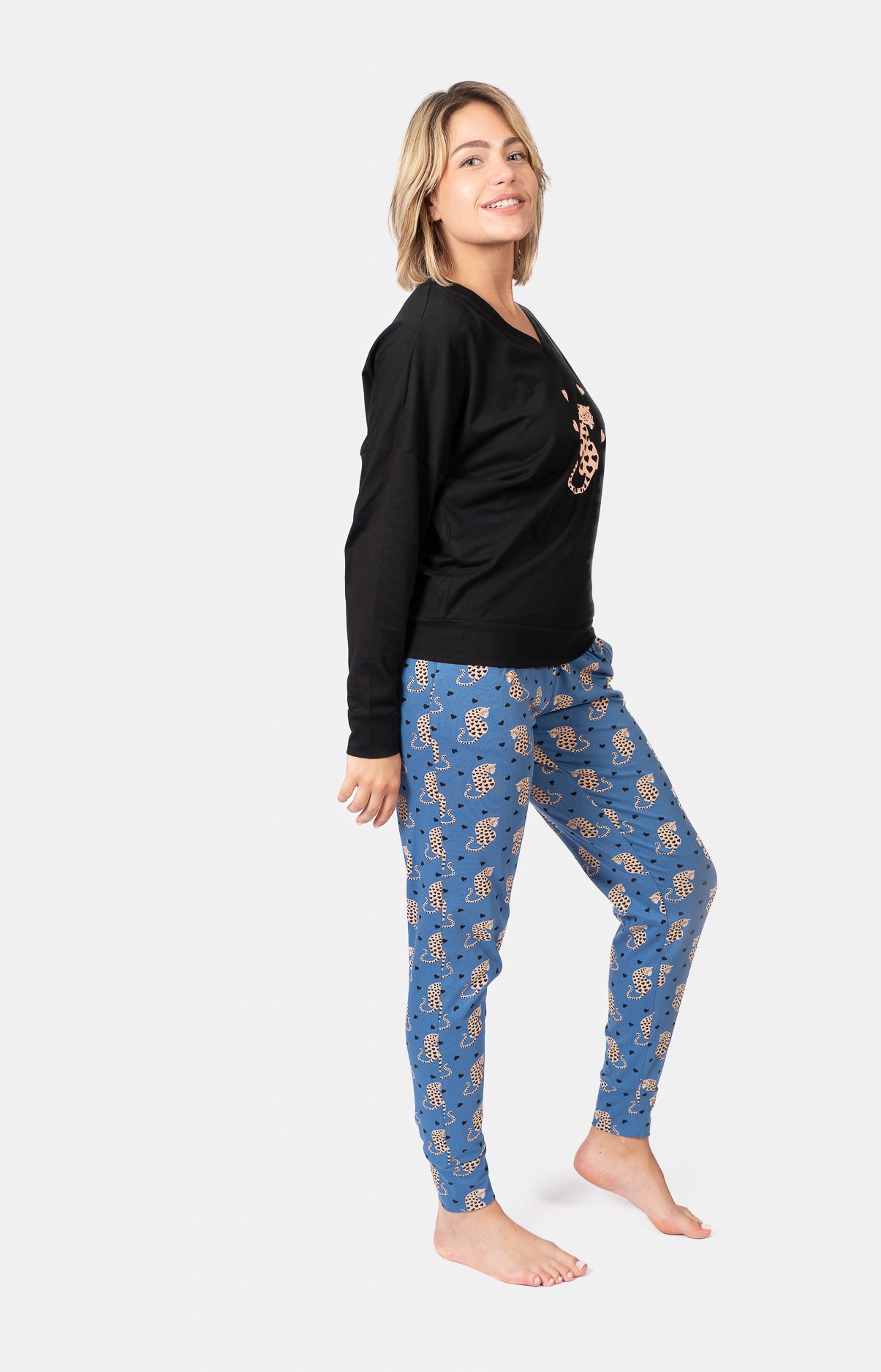 Pyjama long col V oversize - PANTH