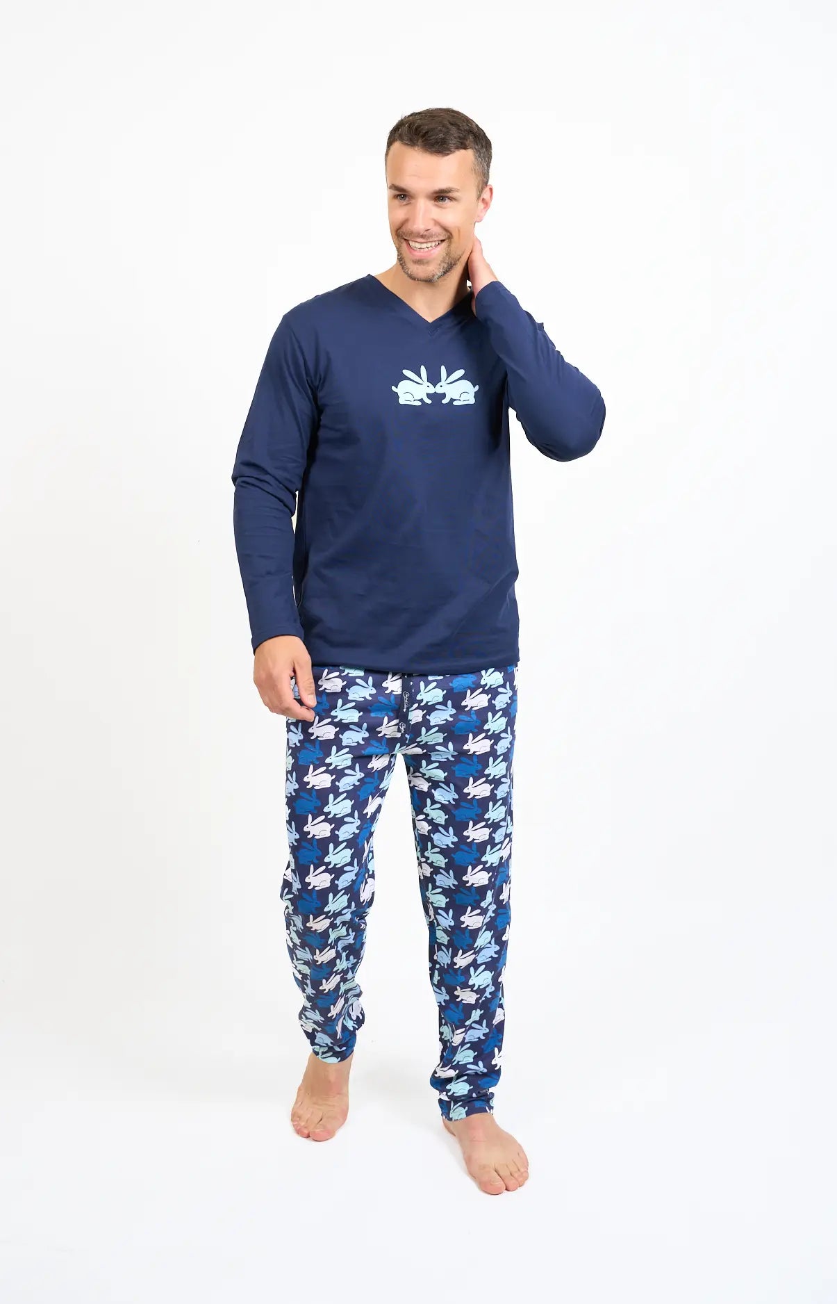 Pyjama long col V - LAPIN