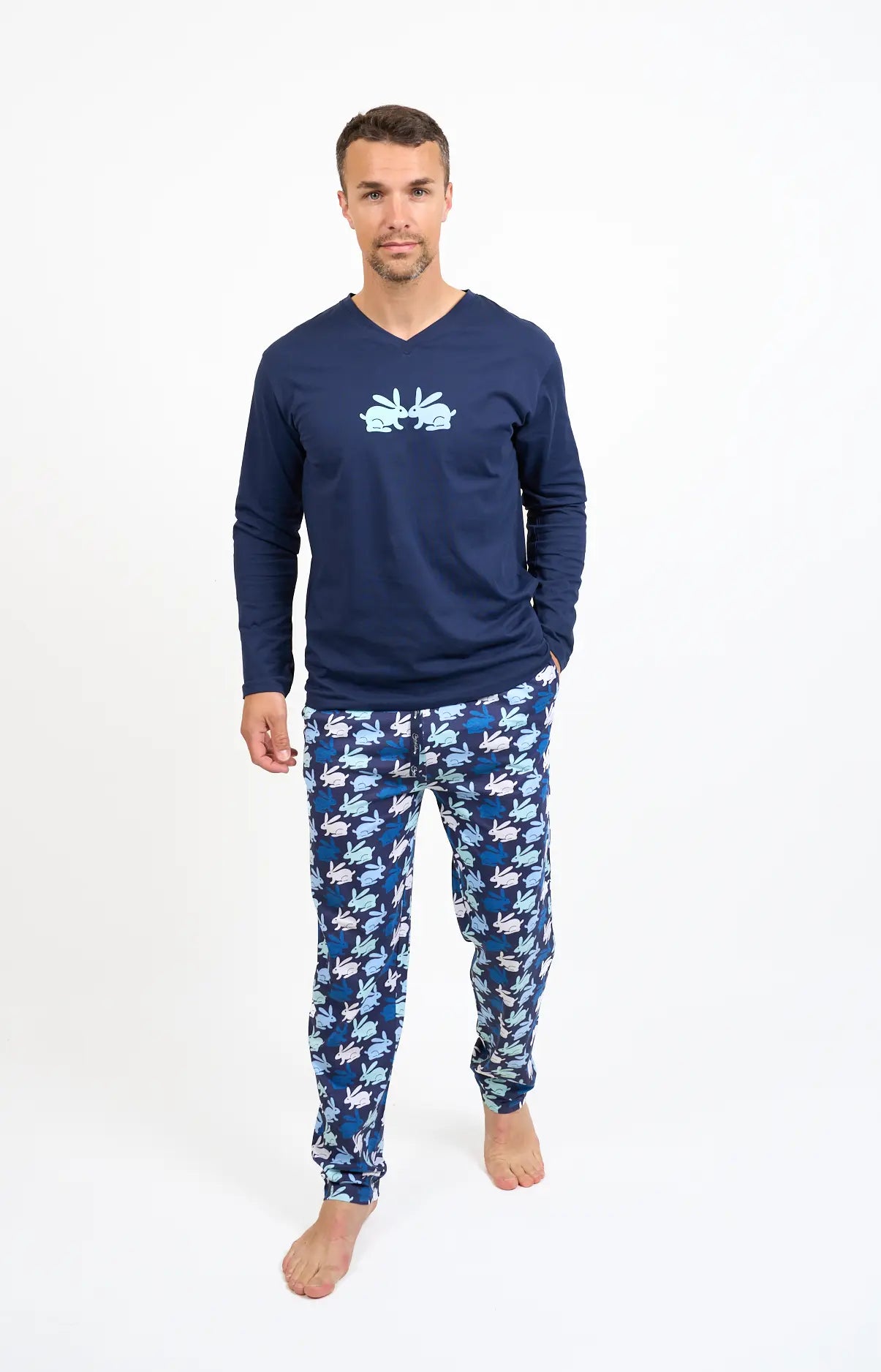 Pyjama long col V - LAPIN