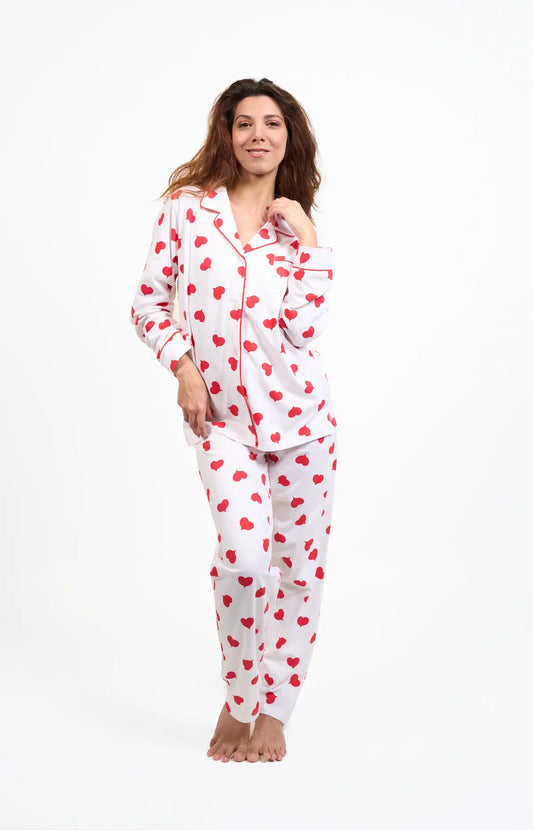 Pyjama long boutonné - COEUR