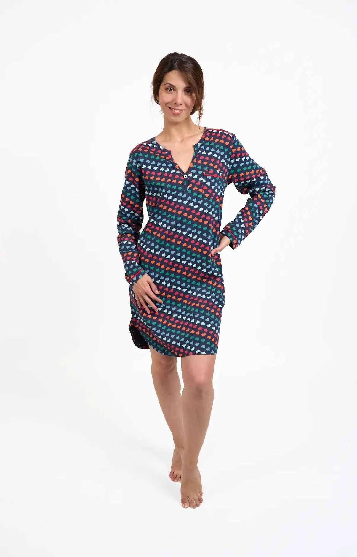 Women's button-down nightdress Coup de Coeur 100% cotton