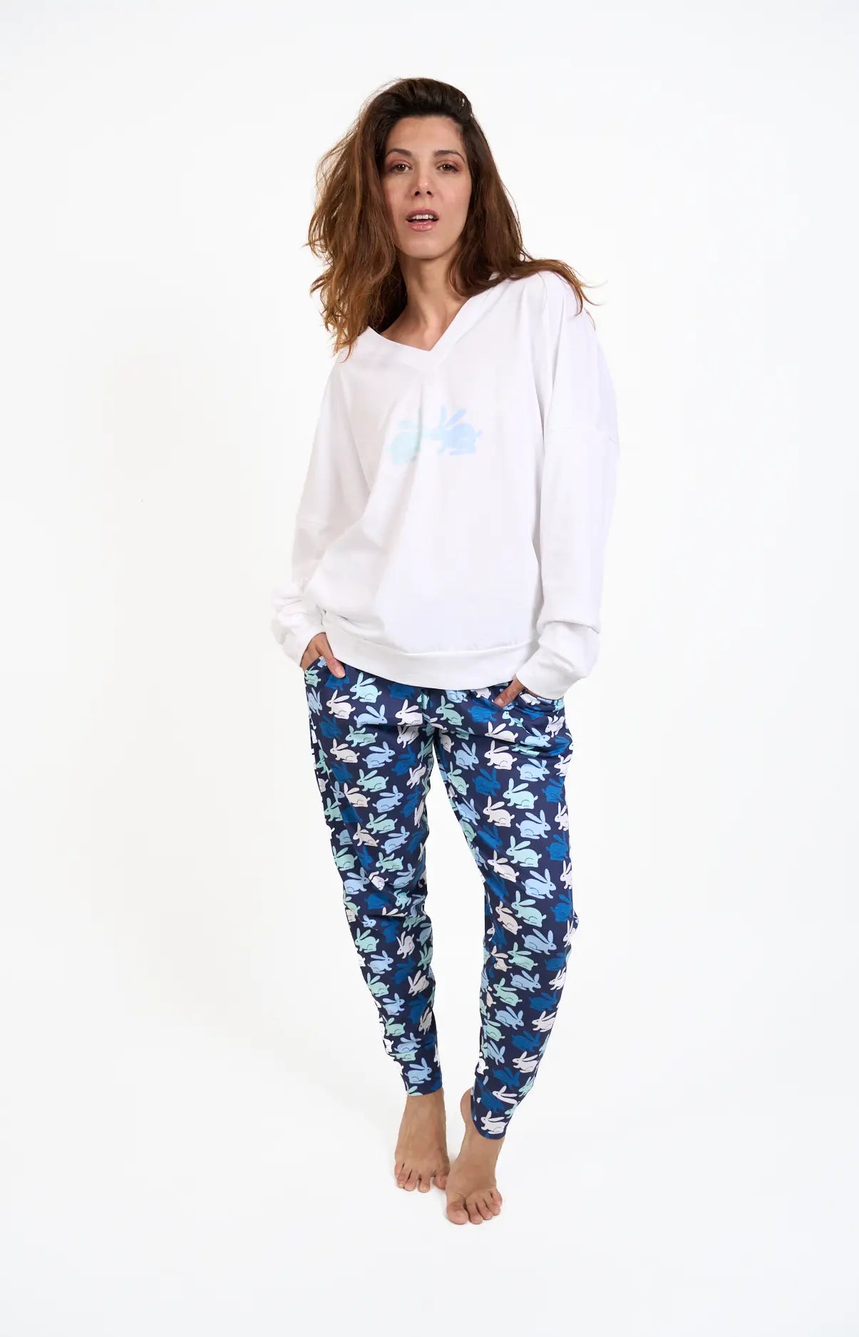 Pyjama long col V - LAPIN