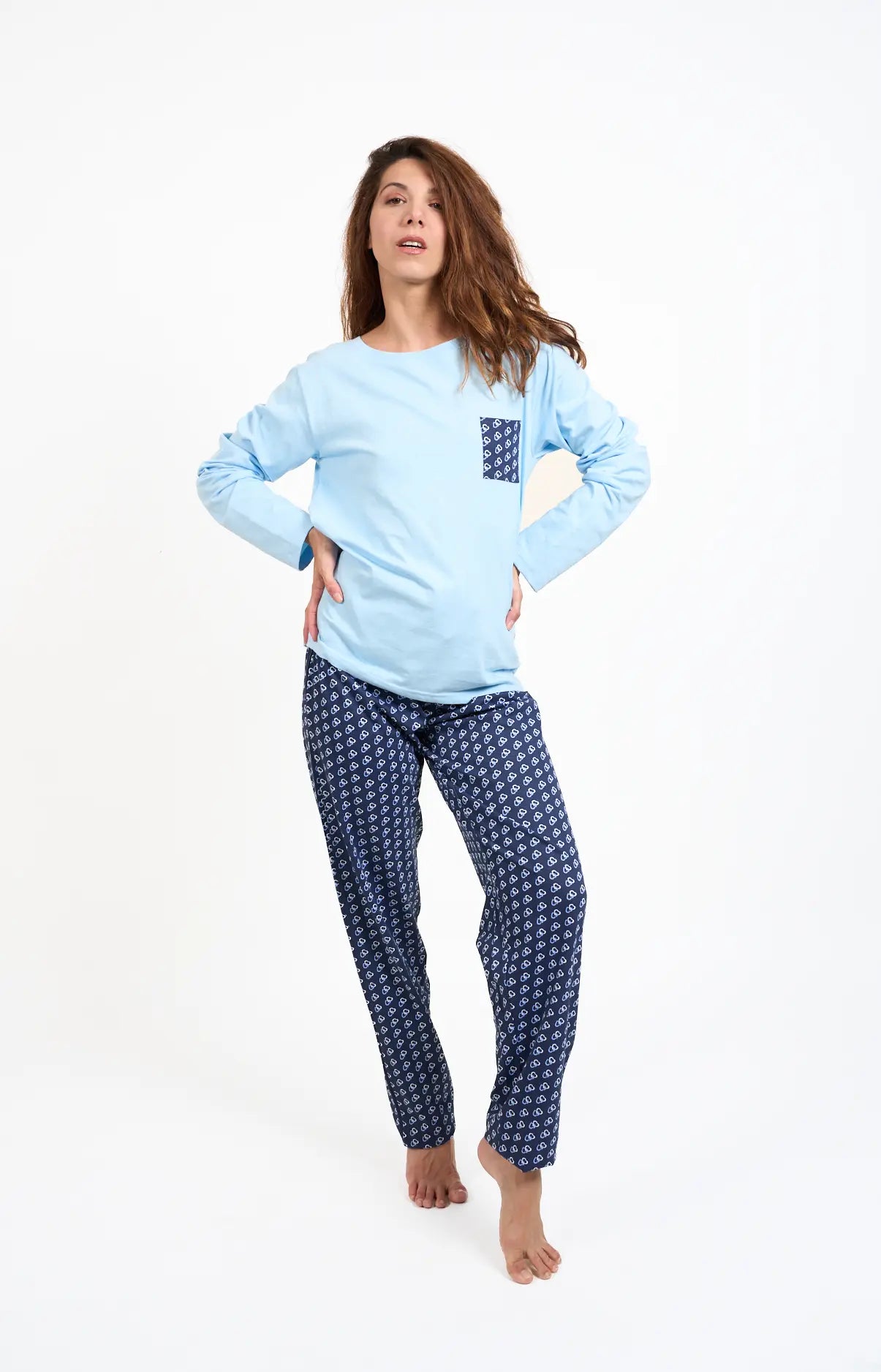 Pyjama long col rond - CORALIE