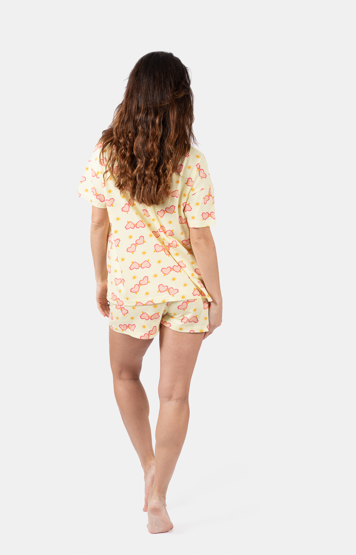 Pyjama femme court et t-shirt col rond oversize - 100% coton - GLASSES